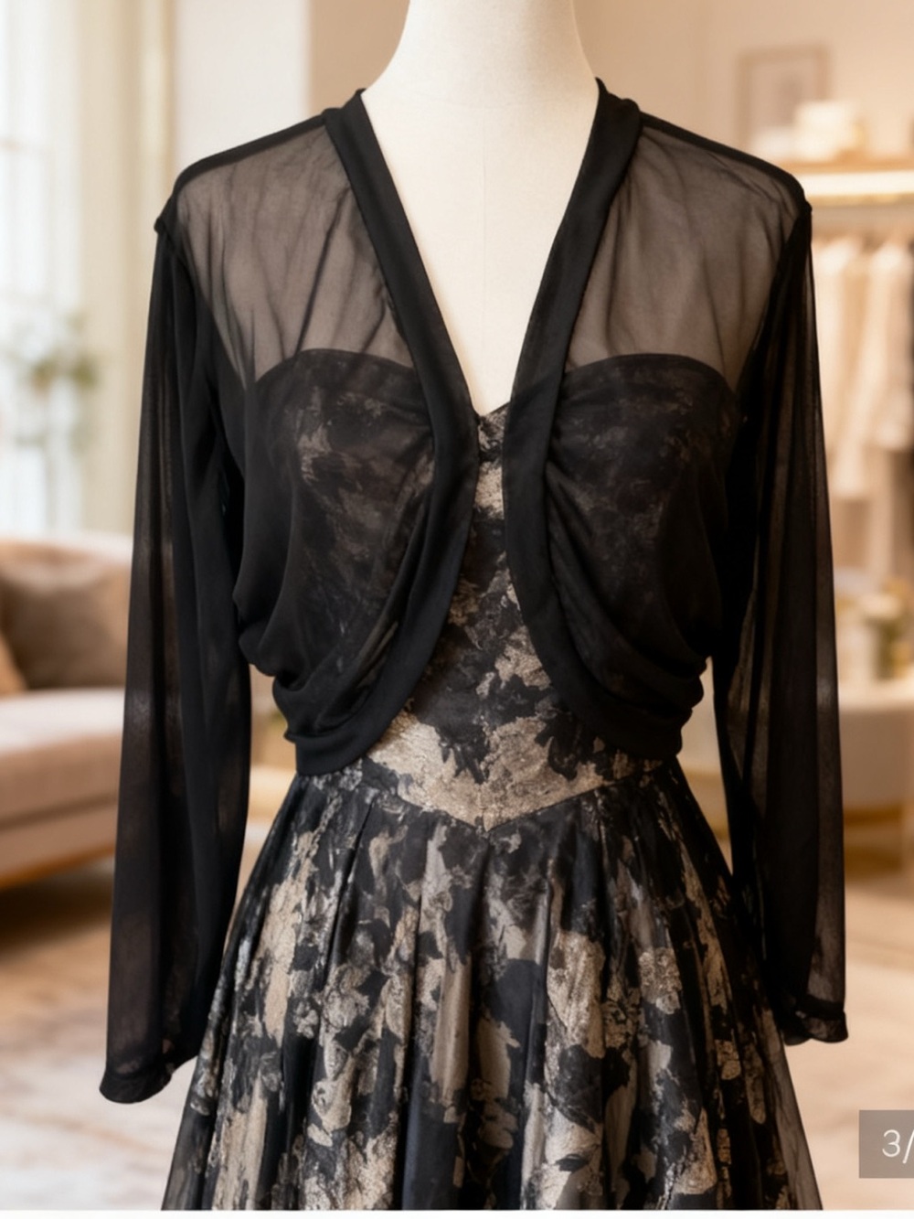 Sheer Black Bolero Shrug Jacket - Women's Cape